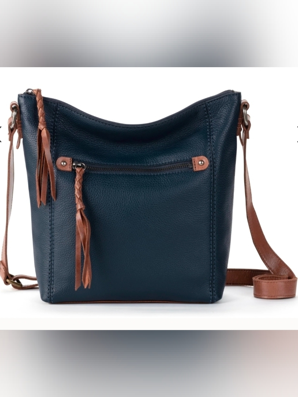 The Sak Leather Ashland Crossbody in Indigo Dark Blue New